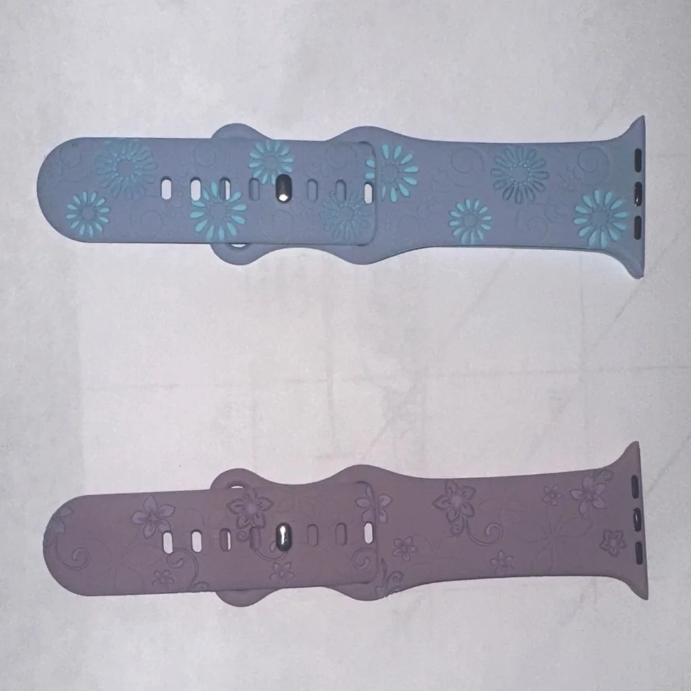 2 pack- Stylish Floral Smartwatch Bands for 42mm - Blue and Purple